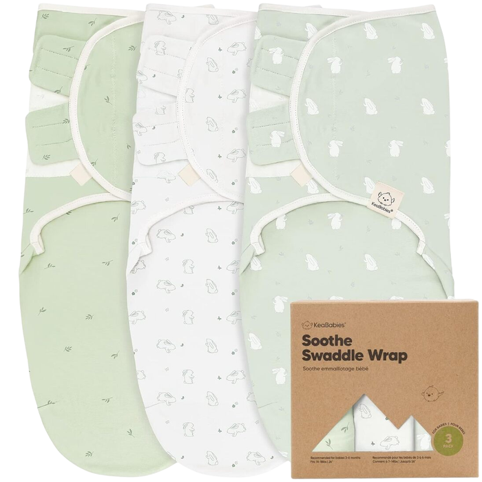 KeaBabies Soothe Swaddle Wraps 3 Pack, Bunnies