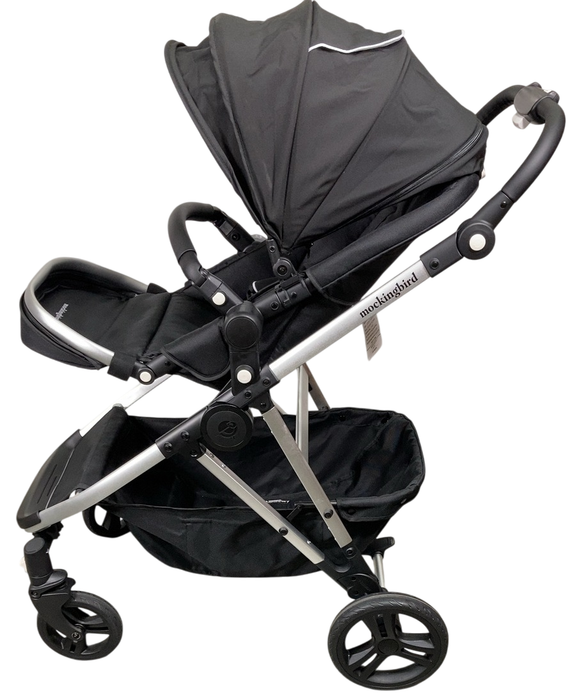 Shop Mockingbird Single to Double 2.0 Stroller, 2024, Black, Silver With Black Leather, Watercolor Drops at Goodbuygears