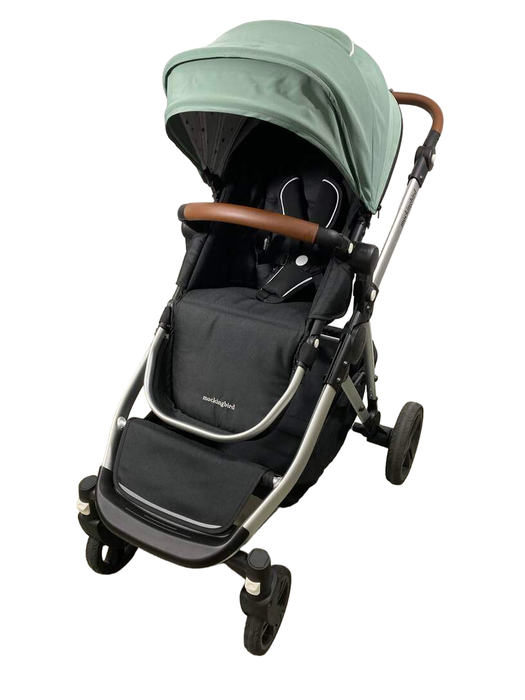 Shop Mockingbird Single to Double 2.0 Stroller, 2024, Silver with Penny Leather, Watercolor Drops, Sage at Goodbuygears