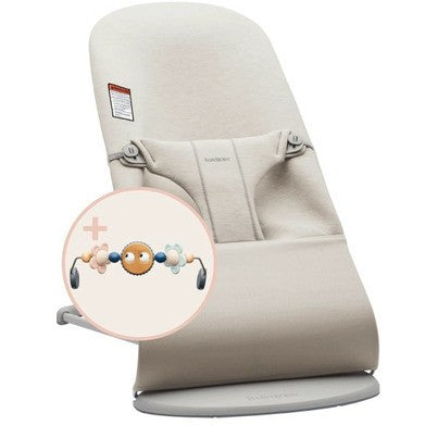 Shop BabyBjorn Bouncer Bliss Bundle With Toy Bar, Googly Eyes Pastels, Light Gray Frame, Light Beige 3D Jersey at Goodbuygears