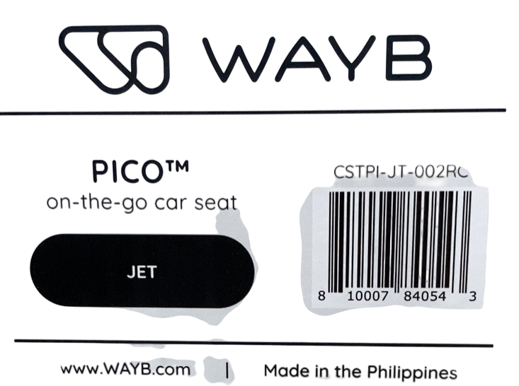Shop WAYB Pico Portable Car Seat, 2022, Jet at Goodbuygears
