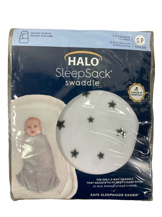 used Halo SleepSack Swaddle, S, Charcoal Stars Micro-Fleece