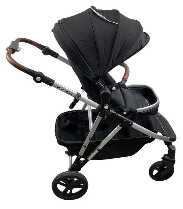 Shop Mockingbird Single to Double 2.0 Stroller, 2024, Black, Silver With Penny Leather, Watercolor Drops at Goodbuygears