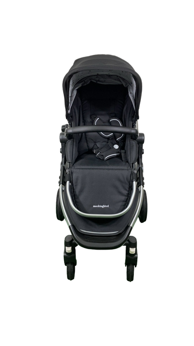 Shop Mockingbird Single 2.0 Stroller, 2024, Silver with Black Leather, Watercolor Drops, Black at Goodbuygears