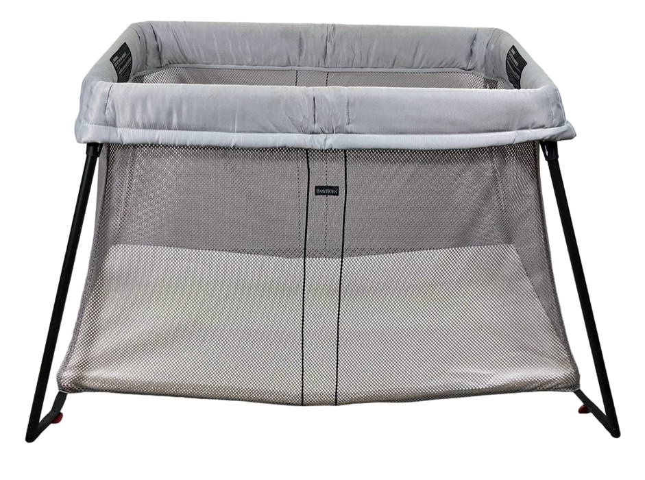 Shop BabyBjorn Travel Crib Light Bundle with Fitted Sheet, Silver at Goodbuygears