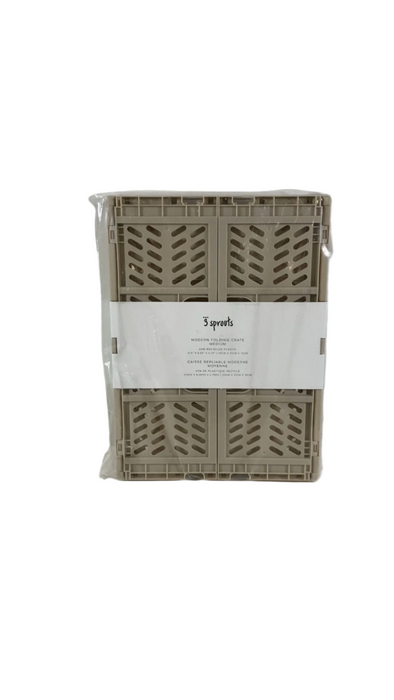 3 Sprouts Modern Folding Crate, Sand, Medium
