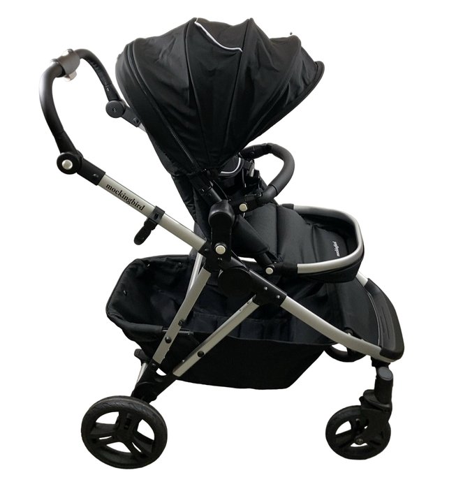 Shop Mockingbird Single to Double 2.0 Stroller, 2024, Black, Silver With Black Leather, Watercolor Drops at Goodbuygears