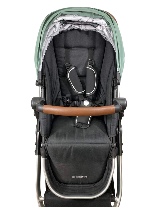 Shop Mockingbird Single to Double 2.0 Stroller, 2024, Silver with Penny Leather, Watercolor Drops, Sage at Goodbuygears