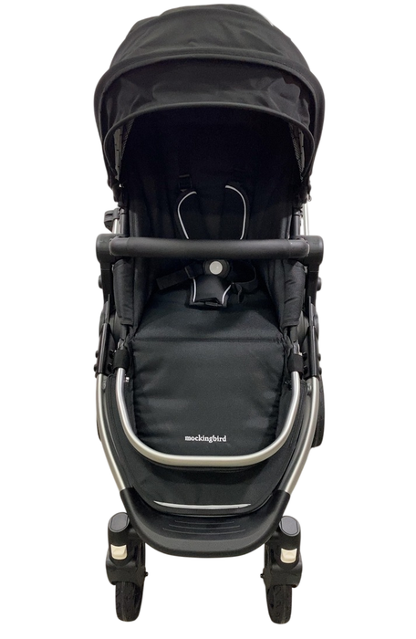 Shop Mockingbird Single 2.0 Stroller, 2024, Black, Silver With Black Leather, Windowpane at Goodbuygears