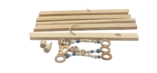 Shop Poppyseed Play Wooden Baby Gym, Natural Wood w/ Gray Toys at Goodbuygears