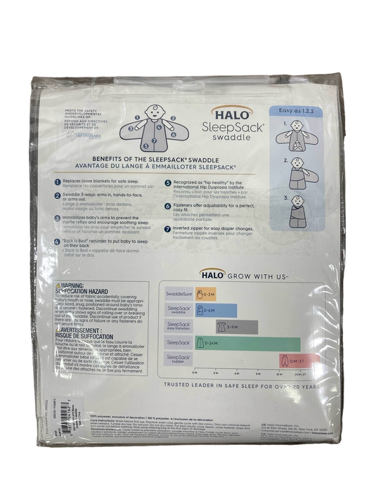secondhand Halo SleepSack Swaddle, S, Charcoal Stars Micro-Fleece