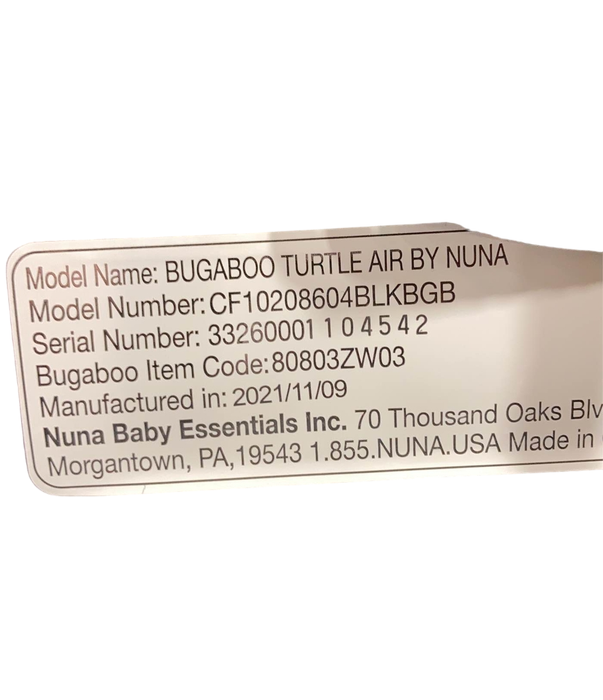 Shop Bugaboo Turtle Air By Nuna Car Seat, Black, 2021 at Goodbuygears