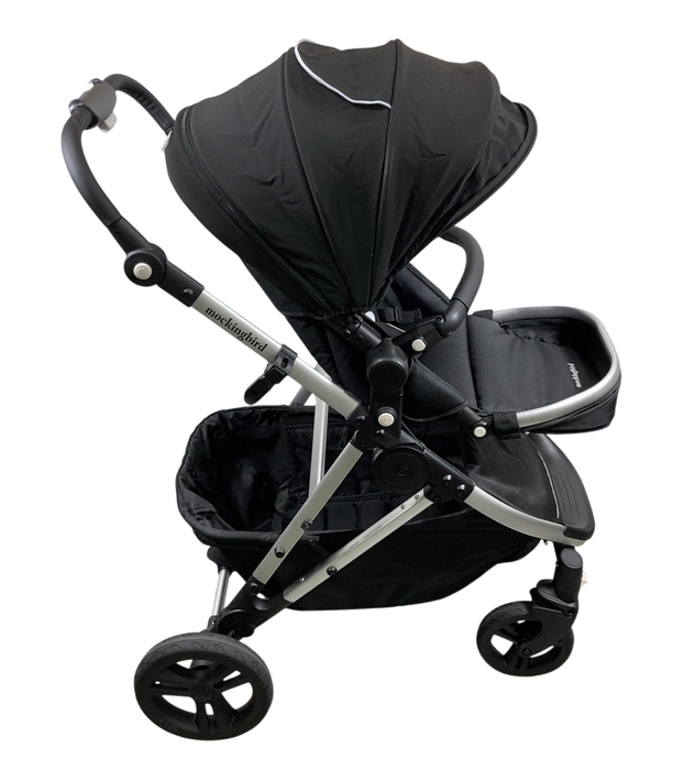 Shop Mockingbird Single to Double 2.0 Stroller, 2024, Black, Silver With Black Leather, Watercolor Drops at Goodbuygears