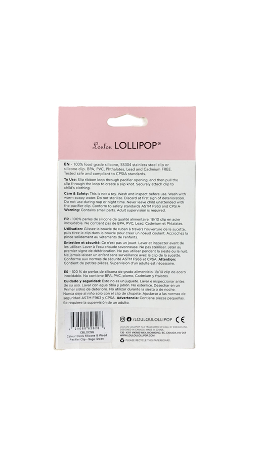 Shop LouLou Lollipop Pacifier Clip, Colour Block, Sage Green at Goodbuygears