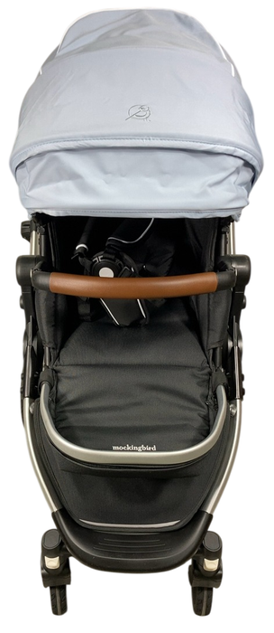 Shop Mockingbird Single 2.0 Stroller, 2024, Sky, Watercolor Drops, Silver With Penny Leather at Goodbuygears