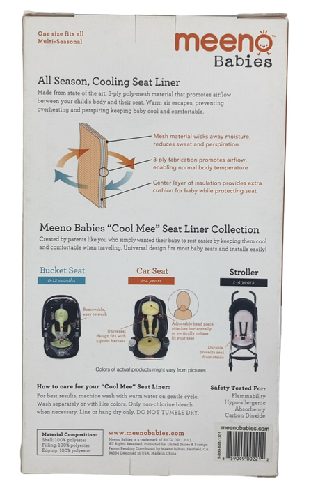 Shop Meeno Babies Cool Mee Car Seat Liner, Black at Goodbuygears