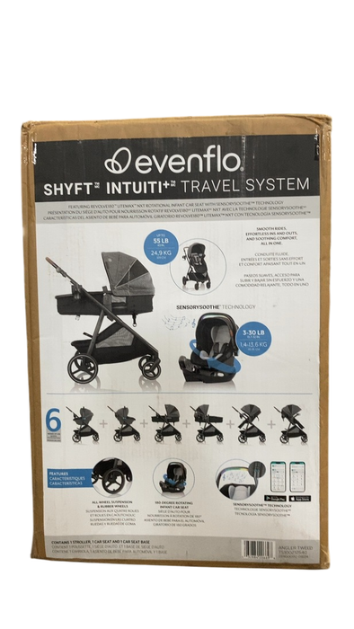 Shop Evenflo Shyft Intuiti Travel System with Revolve180 LiteMax NXT Rotational Infant Car Seat, 2024, Angler Tweed at Goodbuygears