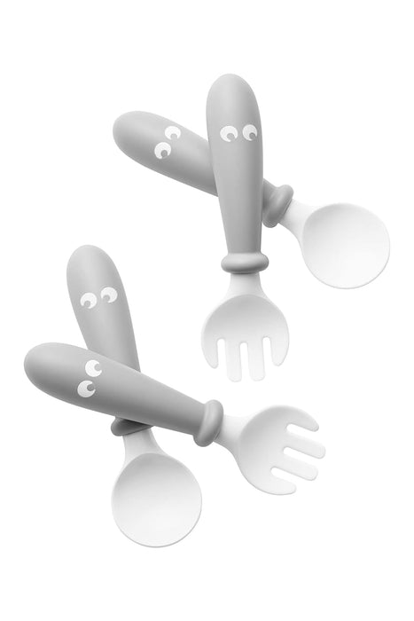 BabyBjorn Baby Spoon and Fork 4 Pieces, Grey