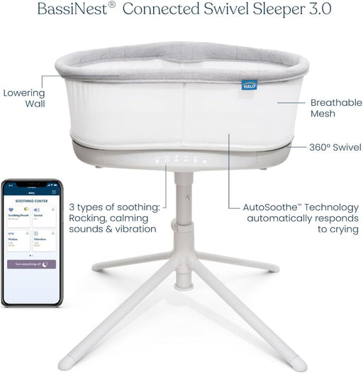 Shop Halo BassiNest Connected Swivel Sleeper 3.0, White/Grey at Goodbuygears