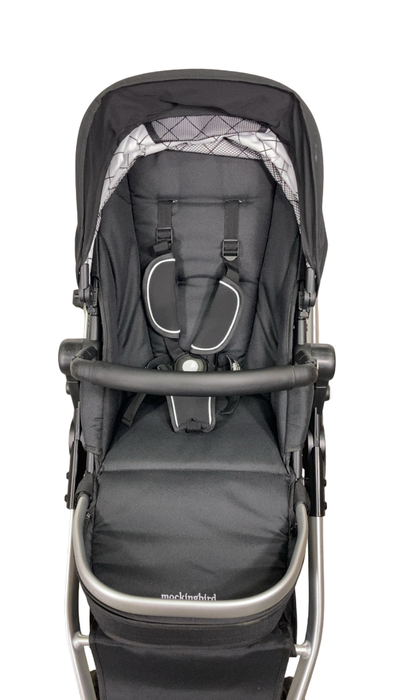Shop Mockingbird Single to Double 2.0 Stroller, 2024, Black, Silver With Black Leather, Windowpane at Goodbuygears