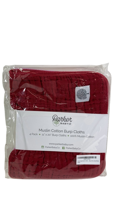 Shop Parker Baby Co. Muslin Cotton Burp Cloths, 4 Pack, Rose at Goodbuygears