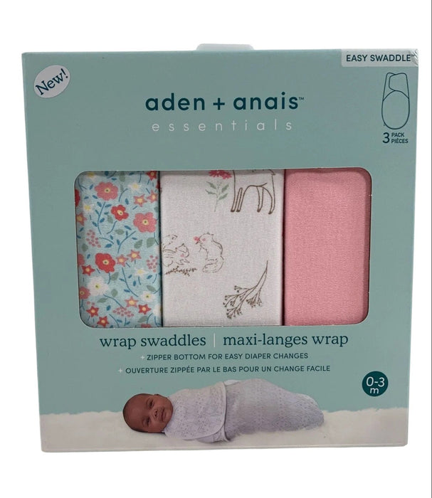 Aden + Anais Essentials Easy Wrap Swaddle, 3 Pack, 0-3 Months, Fairy Tale Flowers