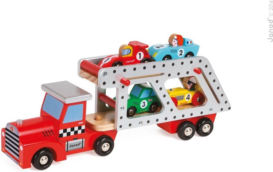 Janod Story 4 Cars Transporter Lorry