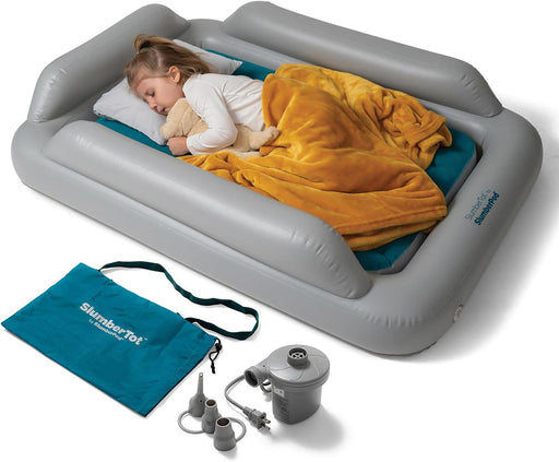 Shop SlumberPod SlumberTot Inflatable Toddler Bed, Gray/Teal at Goodbuygears