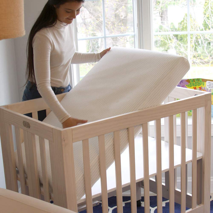 Lullaby Earth Mini Crib Mattress, Nestig Snow and Palm Mini