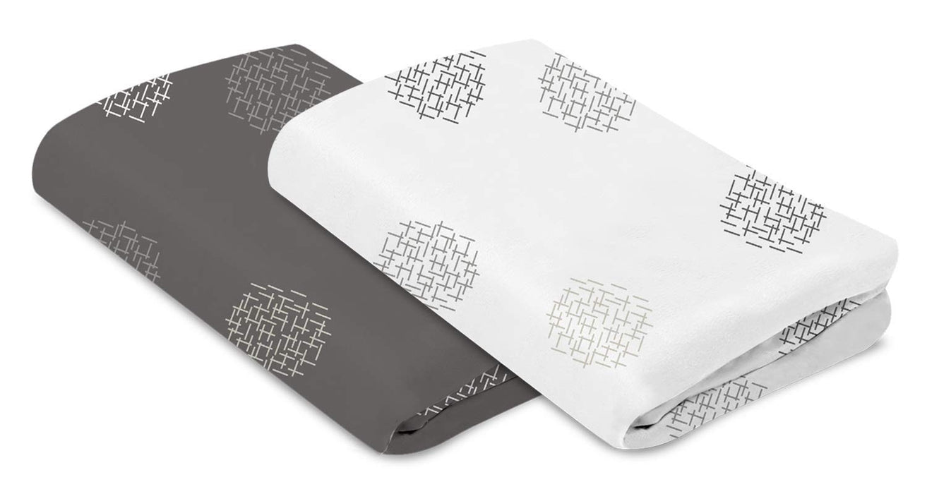 4moms Breeze Bassinet Sheet, 2 Pack, White & Grey Crosshatch