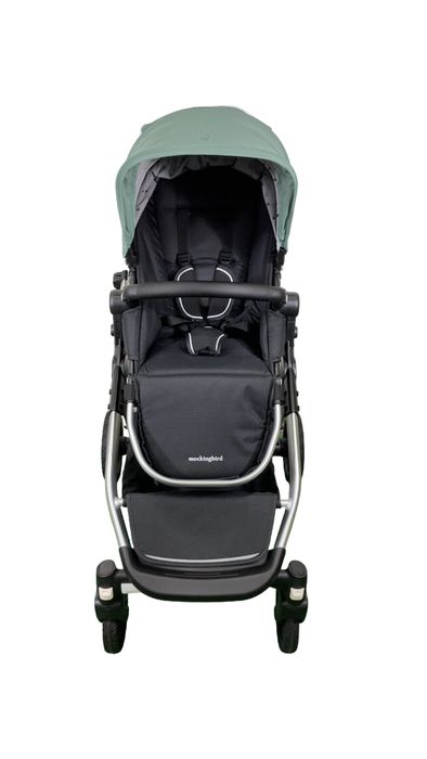 Shop Mockingbird Single to Double 2.0 Stroller, 2024, Sage, Silver With Black Leather, Watercolor Drops at Goodbuygears