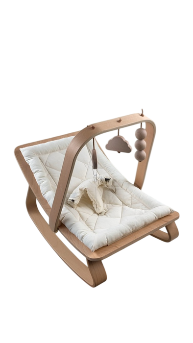 Shop Charlie Crane LEVO Rocker With Activity Arch, Beech, Organic Milk at Goodbuygears