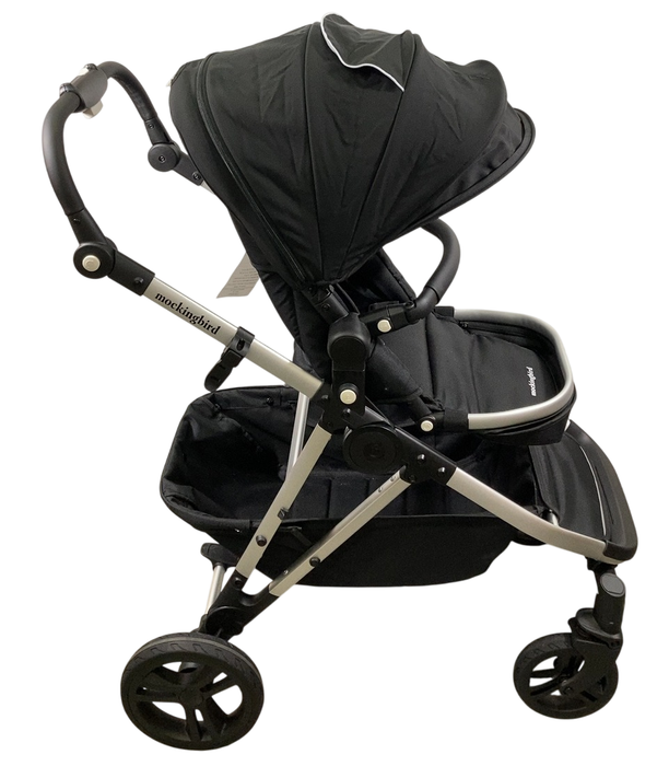 Shop Mockingbird Single to Double 2.0 Stroller, 2024, Black, Silver With Black Leather, Windowpane at Goodbuygears