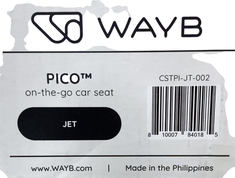 Shop WAYB Pico Portable Car Seat, 2025, Jet at Goodbuygears