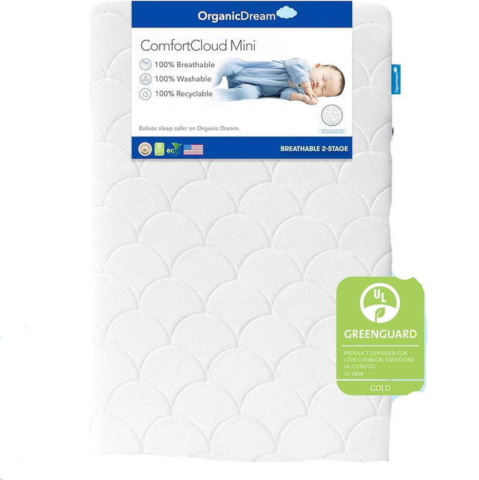 Shop Organic Dream ComfortCloud Mini Crib Mattress, White at Goodbuygears