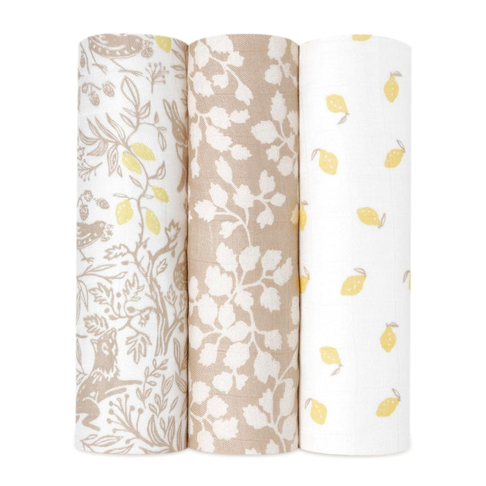 Aden + Anais Silky Soft Swaddles, 3 Pack, Natural Woodland
