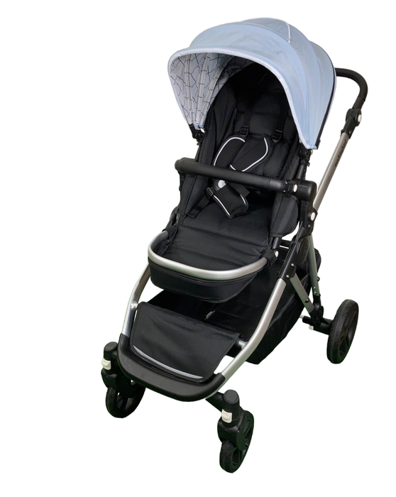 Shop Mockingbird Single to Double 2.0 Stroller, 2024, Silver with Black Leather, Windowpane, Sky at Goodbuygears