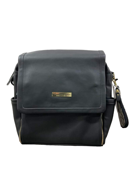 used Petunia Pickle Bottom Boxy Backpack Diaper Bag, Black Matte Leatherette