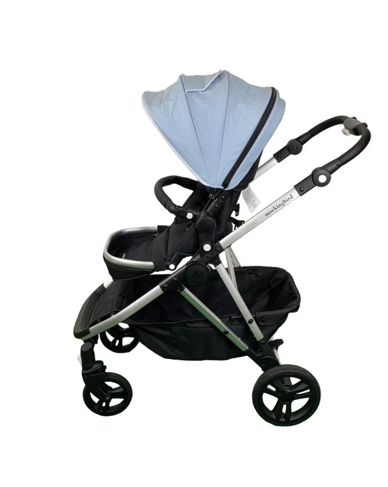 Shop Mockingbird Single to Double 2.0 Stroller, 2024, Silver with Black Leather, Windowpane, Sky at Goodbuygears