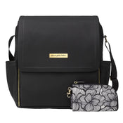 used Petunia Pickle Bottom Boxy Backpack Diaper Bag, Black Matte Leatherette