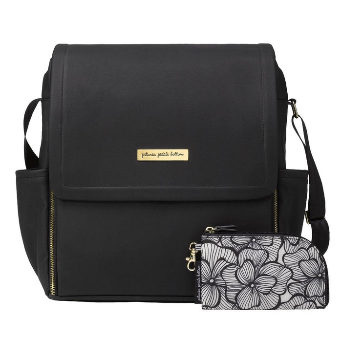 used Petunia Pickle Bottom Boxy Backpack Diaper Bag, Black Matte Leatherette