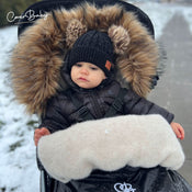Shop Organic Premium Beige Wool Adjustable Footmuff, Pastel Black at Goodbuygears