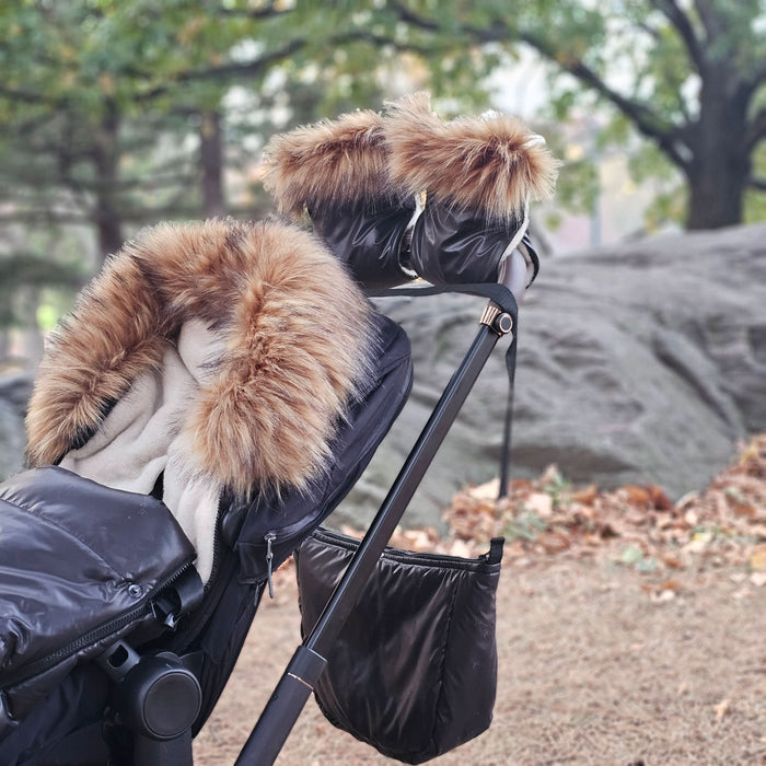 Shop Organic Premium Beige Wool Adjustable Footmuff, Pastel Black at Goodbuygears