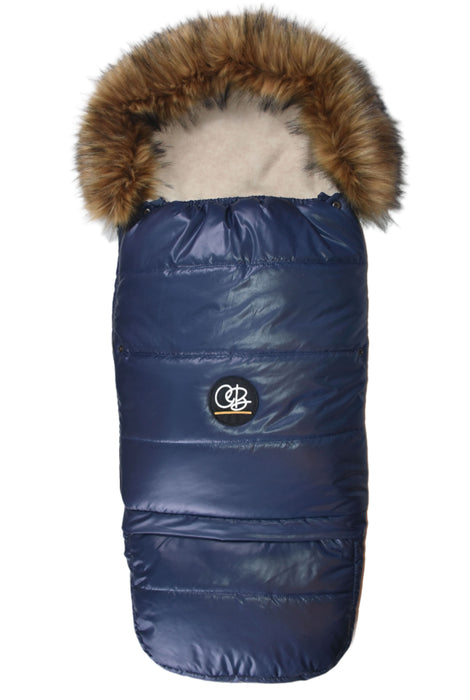 Cover Baby Organic Premium Beige Wool Adjustable Footmuff, Pastel Navy