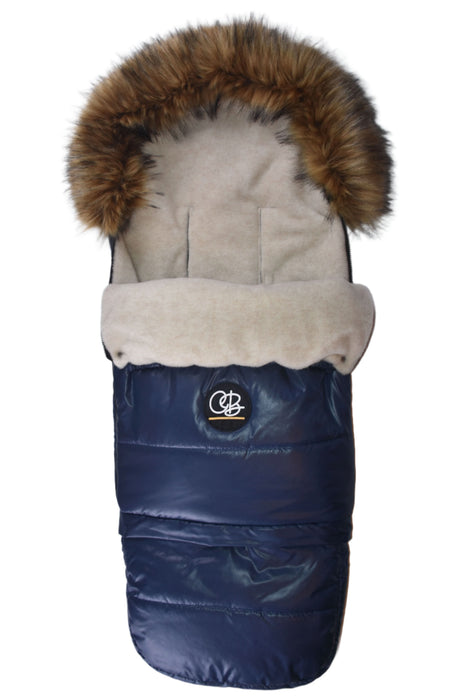 Cover Baby Organic Premium Beige Wool Adjustable Footmuff, Pastel Navy