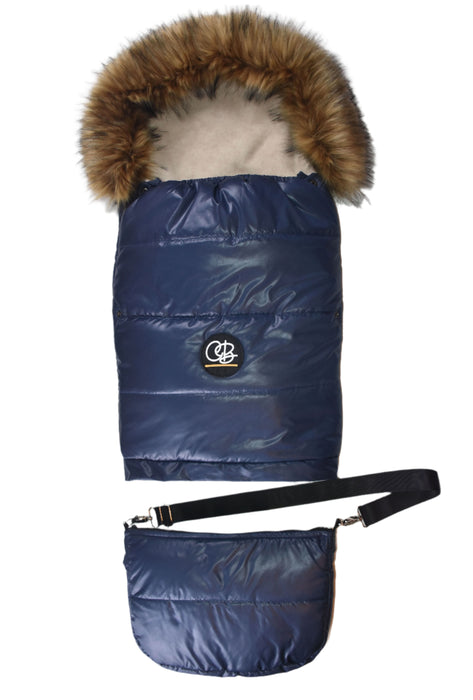 Cover Baby Organic Premium Beige Wool Adjustable Footmuff, Pastel Navy