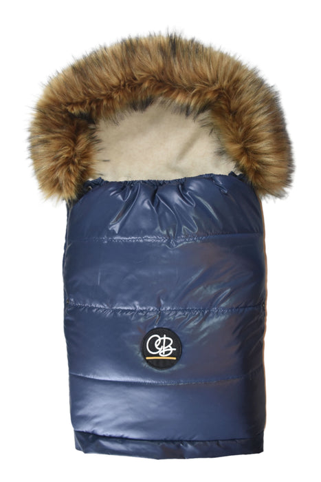 Cover Baby Organic Premium Beige Wool Adjustable Footmuff, Pastel Navy