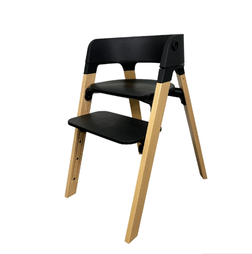 Stokke Steps High Chair, Black Seat with Natural Legs