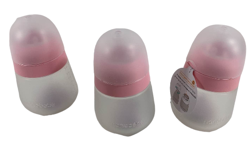 Nanobébé Flexy Silicone Baby Bottles, 9oz, 3-Pack, Pink
