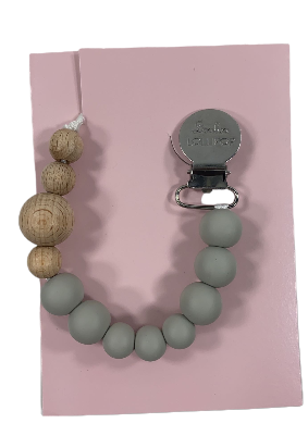 LouLou Lollipop Pacifier Clip, Colour Block, Cool Grey
